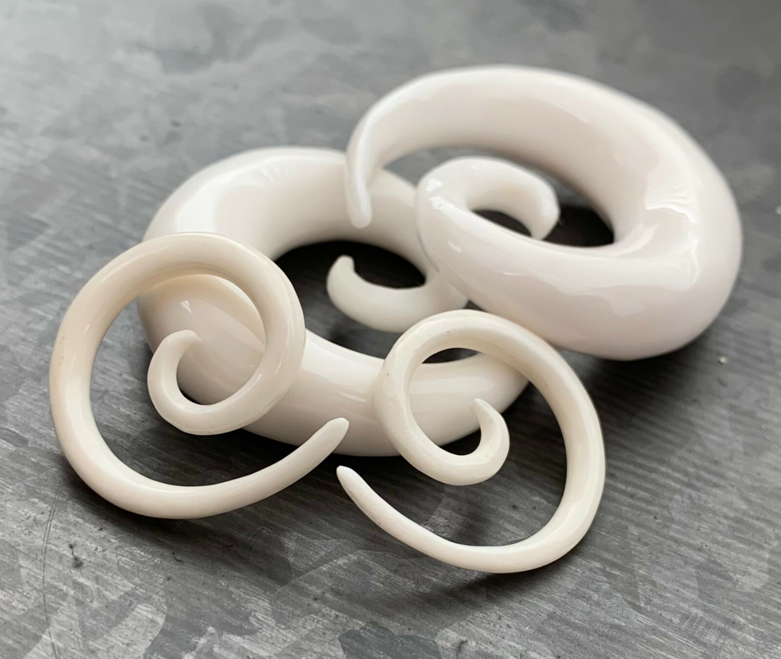 PAIR Buffalo Bone Spiral Tapers Plugs Expanders Organic Gauges Body Jewelry
