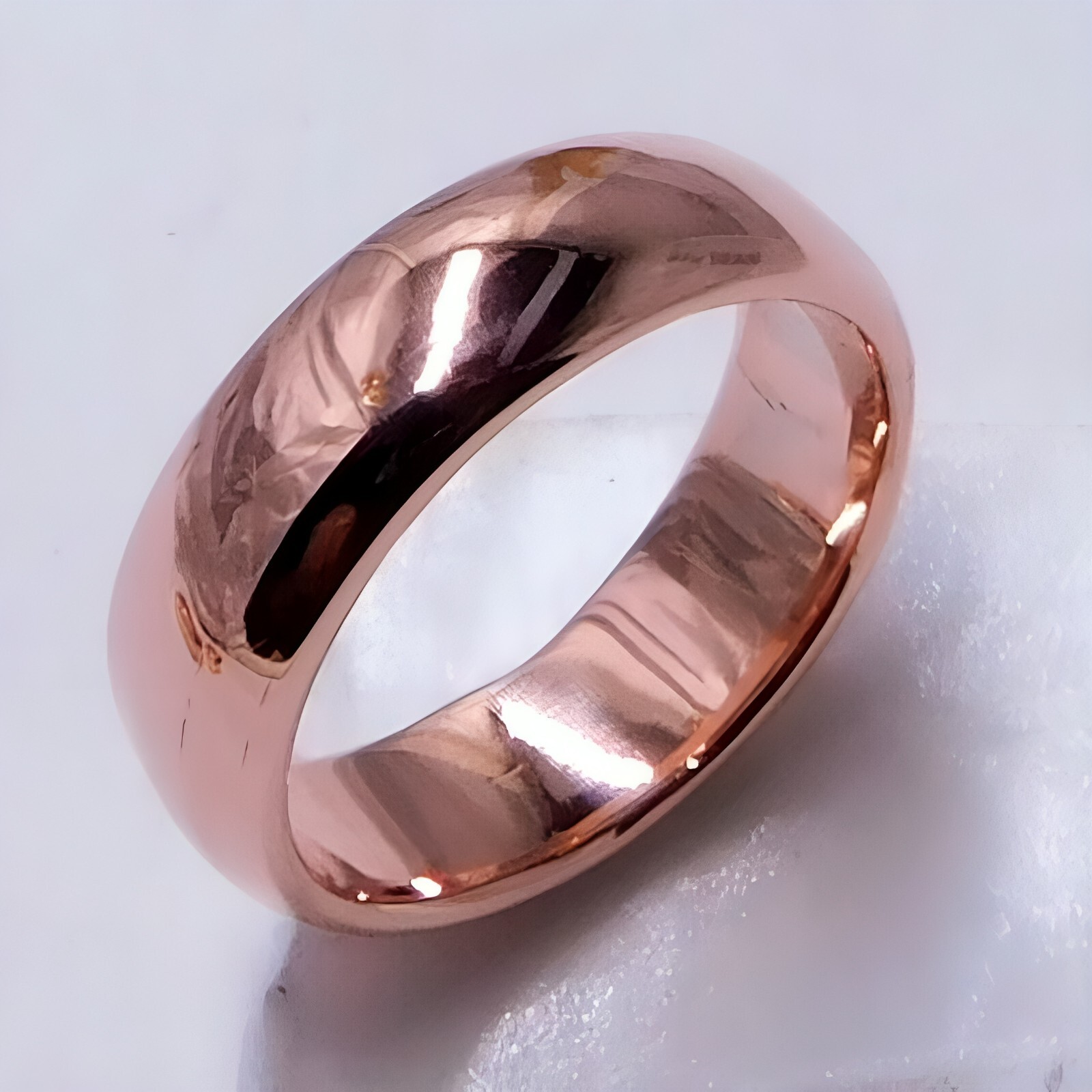 Pure Solid Copper Smooth Unisex Band Handcrafted Jewelry Ring For Men Women Gift