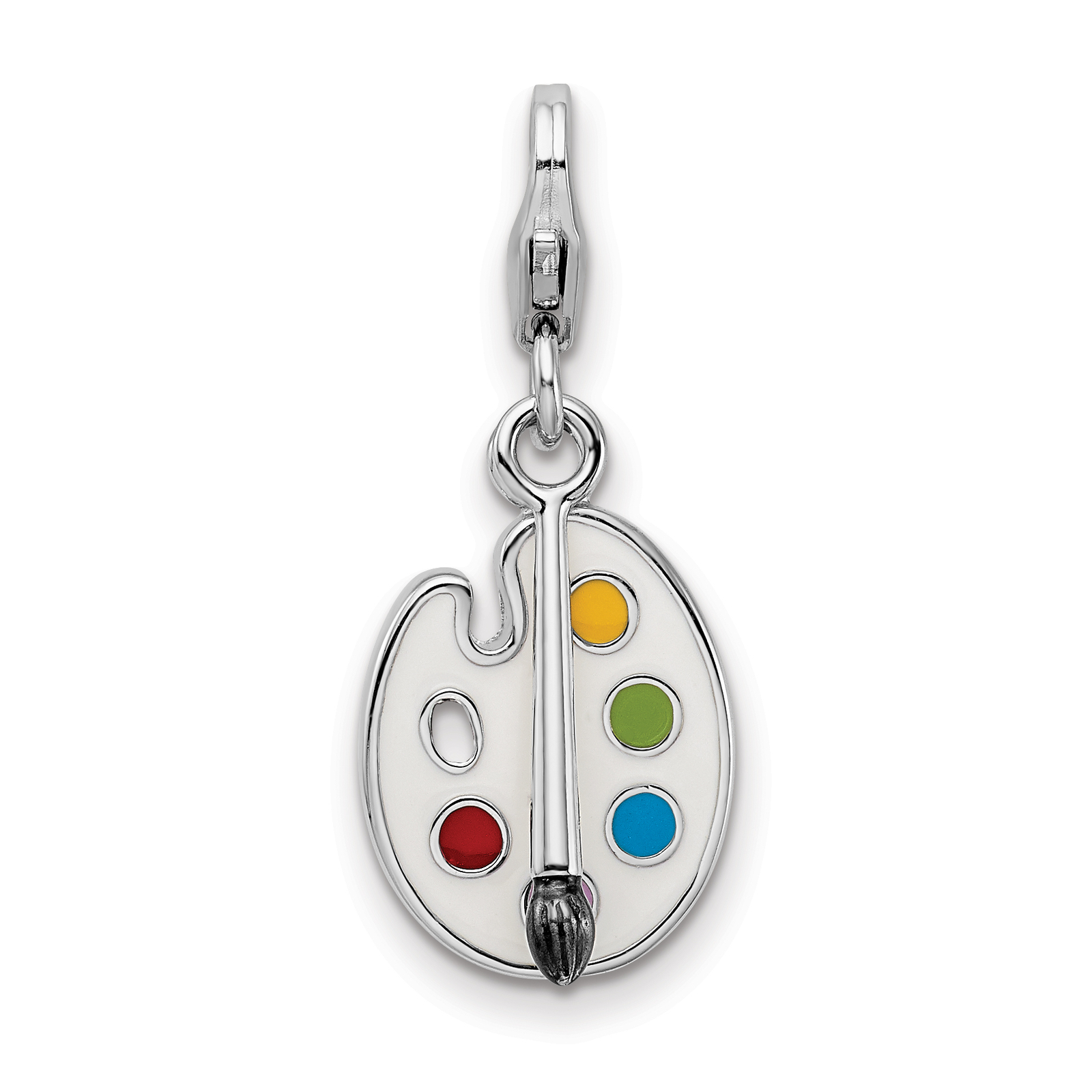 Amore La Vita Silver Polished Enameled 3-D Palette and Brush Charm with Fancy L