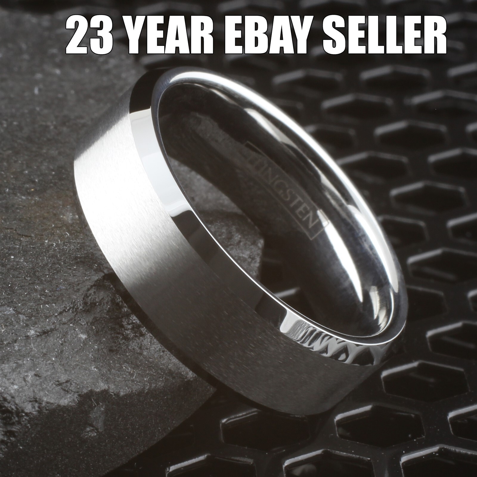 Personalized Tungsten Carbide Men’s Ring Brushed Center Wedding Band Jewelry