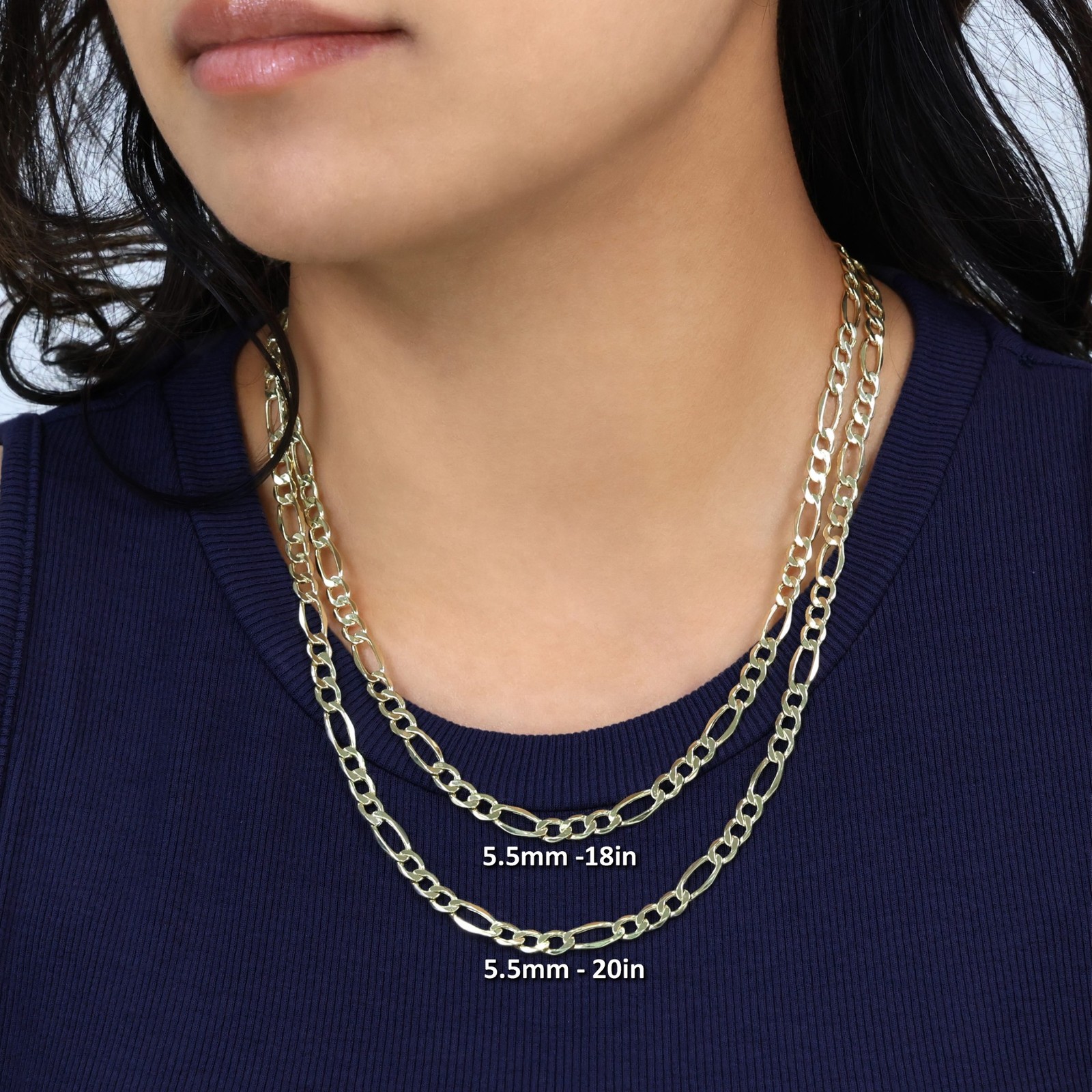 10K Yellow Gold 5.5mm Figaro Chain Italian Link Necklace Men Women 16″-30″