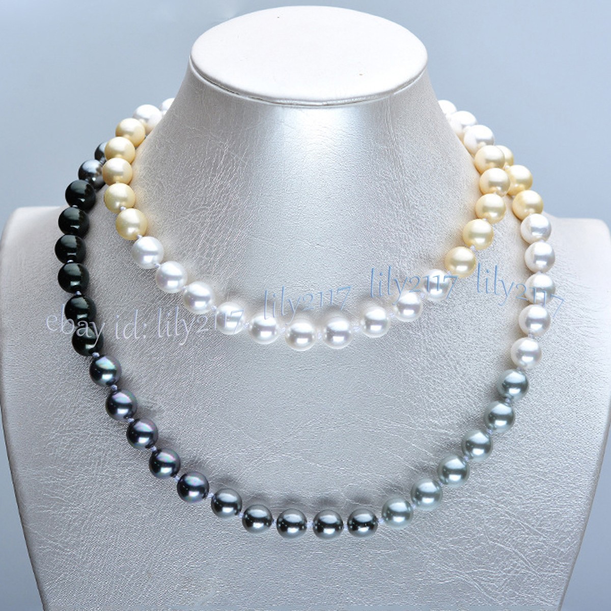 Multicolor Shell Pearl Imitation Pearl Round Beads Necklace 36-100 in No Clasp