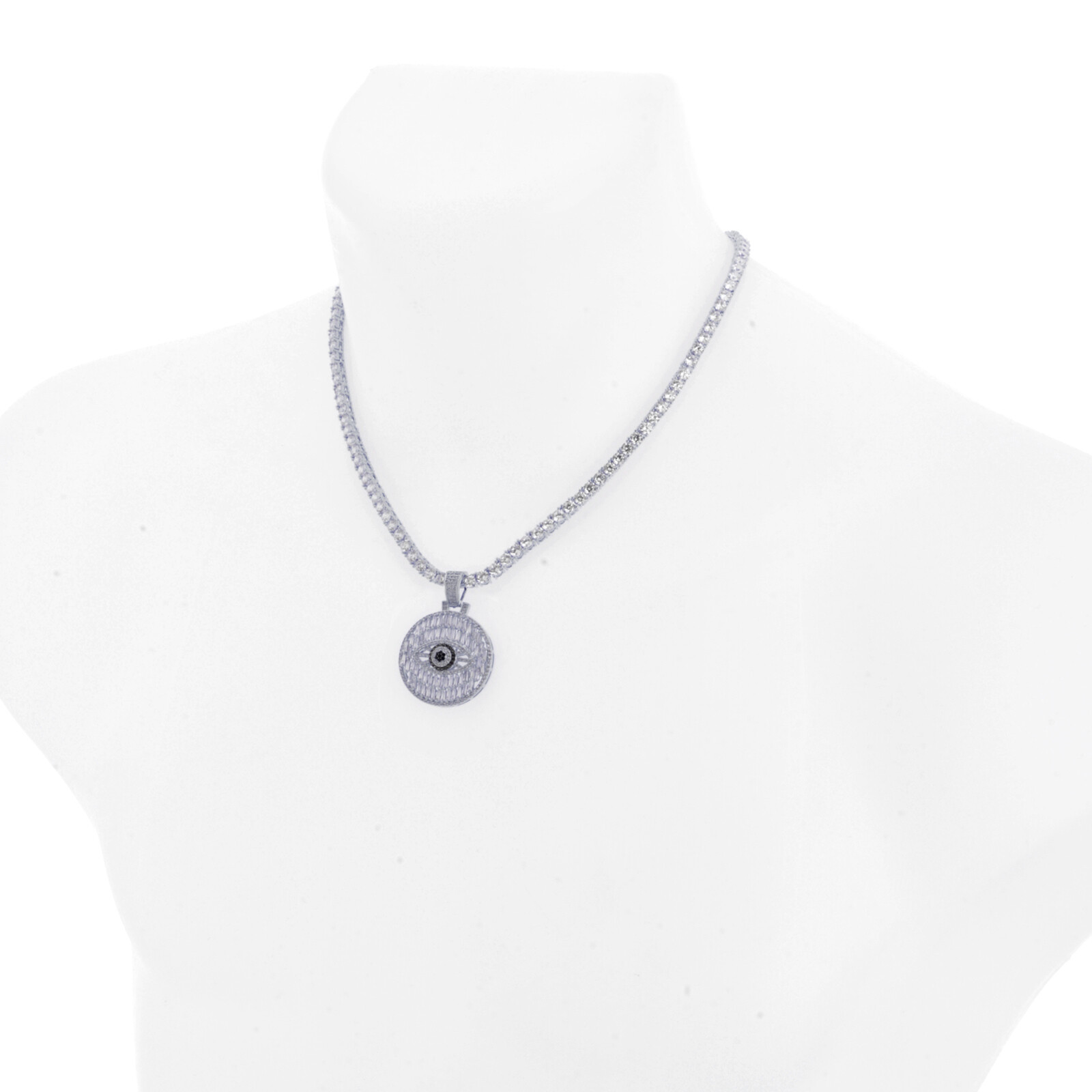Evil Eye Hamsa Medallion Pendant 20 inch Choker Stone Chain Necklace BCT 17101 G