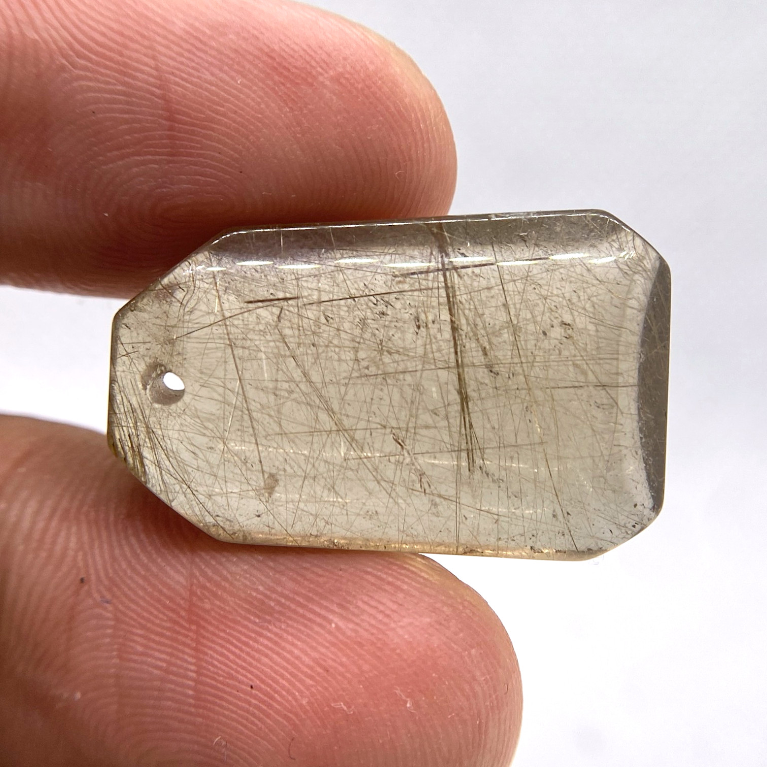35.15 ct QUARTZ WITH RUTILE NEEDLES – BRAZIL – Natural Untreated Pendant Gem