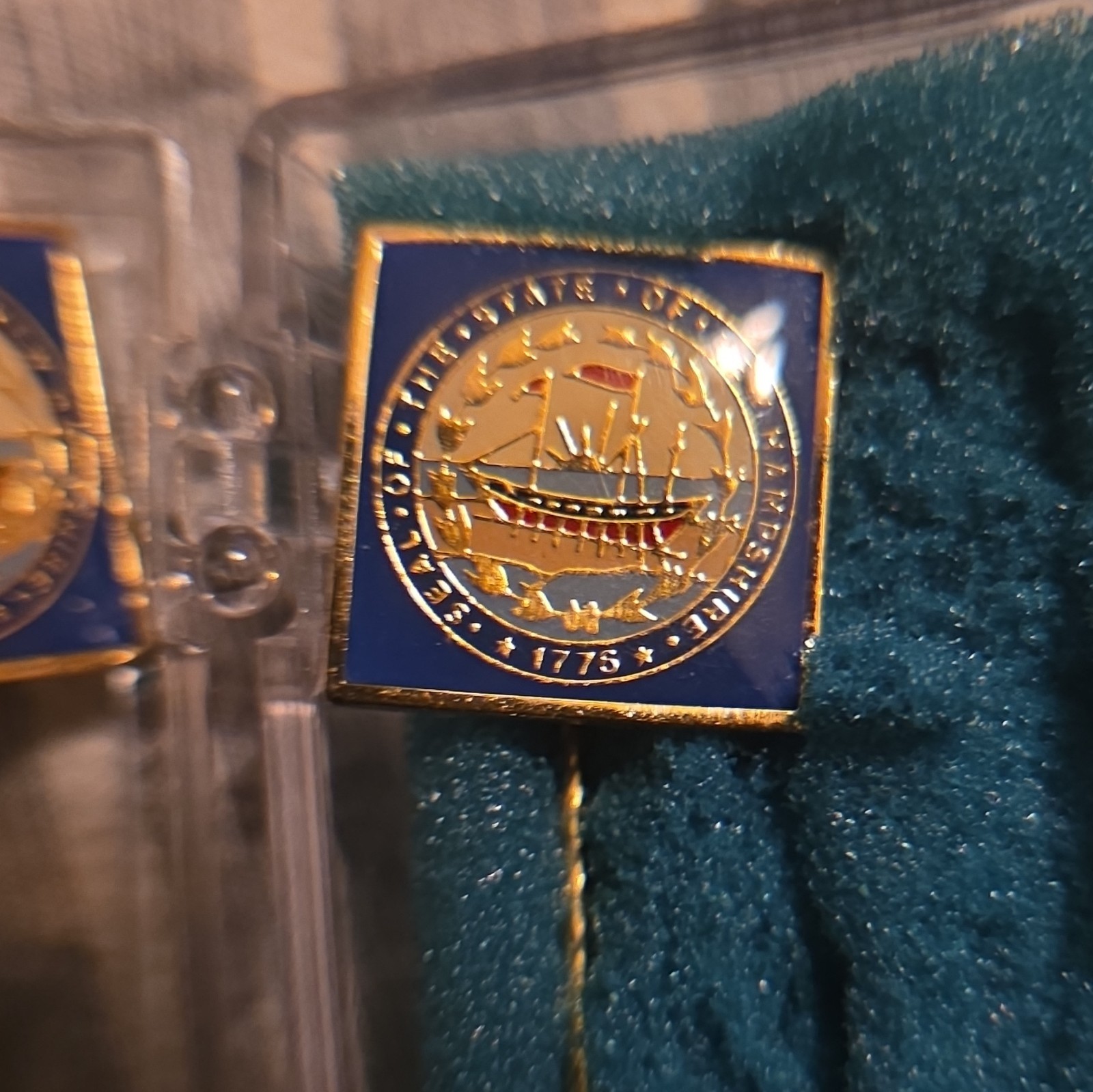 Blue & Gold Tone Square Nautical Stick Lapel Pin Unisex Adults Accessories