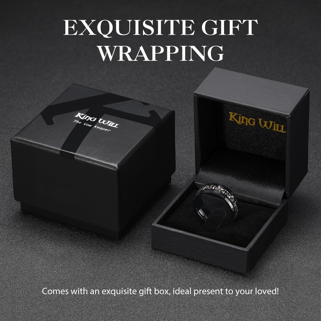 Meteorite Tungsten Wedding Bands for Men & Women | Black/Silver, 6mm/8mm, Bevele