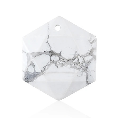 6PCS 22mm Faceted Hexagon Stone Pendants Healing Crystal Charm DIY Jewelry