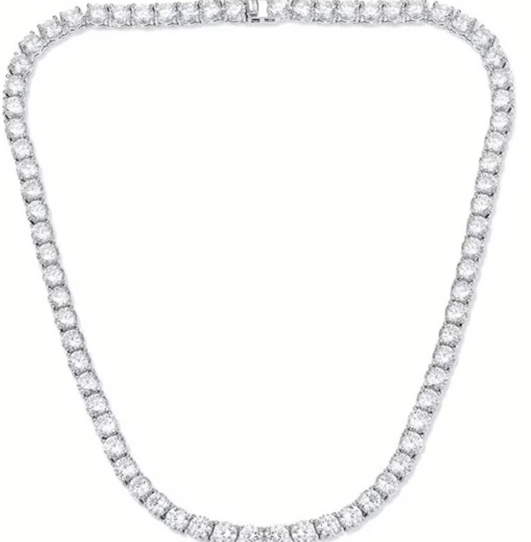 20 Inch VVS1 grade Moissanite Tennis Necklace S925 925 Silver 4mm (Pass Tester)