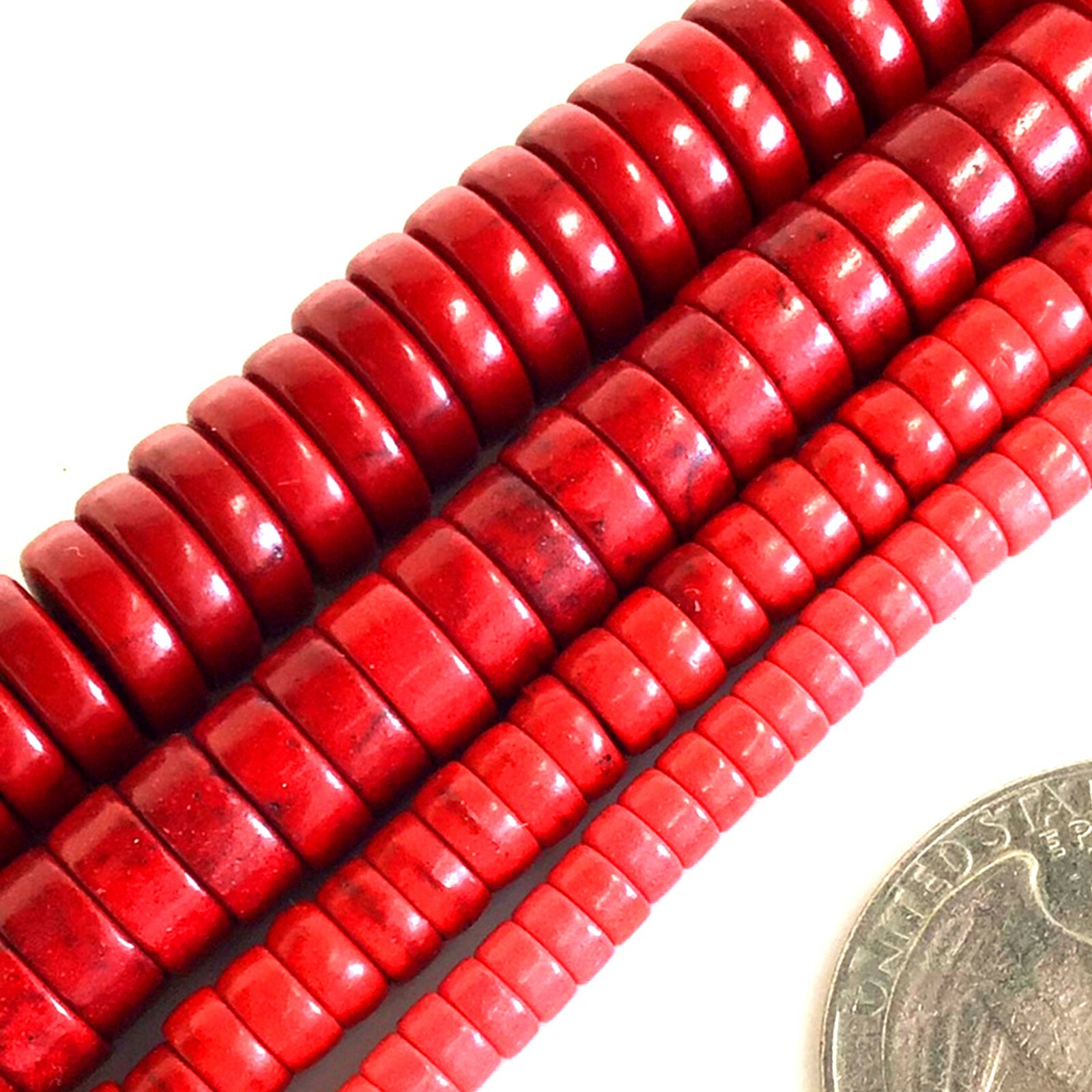 Red FireBrick Howlite Turquoise Heishi Bead 15″ 4mm 6mm 8 10mm 12mm Rondelle