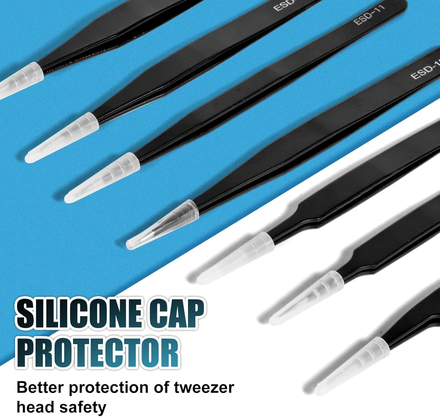 Precision Tweezers10Pcs Set, Upgraded Anti-Static Stainless Steel Tweezers with