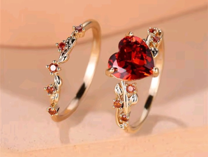 Enchanting Red Black Couple Ring His/Her Made for Lovers Valentine’s Day Edition