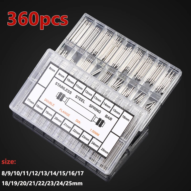 Watch Repair Kit 360PCS Spring Bars 1.5mm 1.8mm Stainless Steel Link Pins Tool
