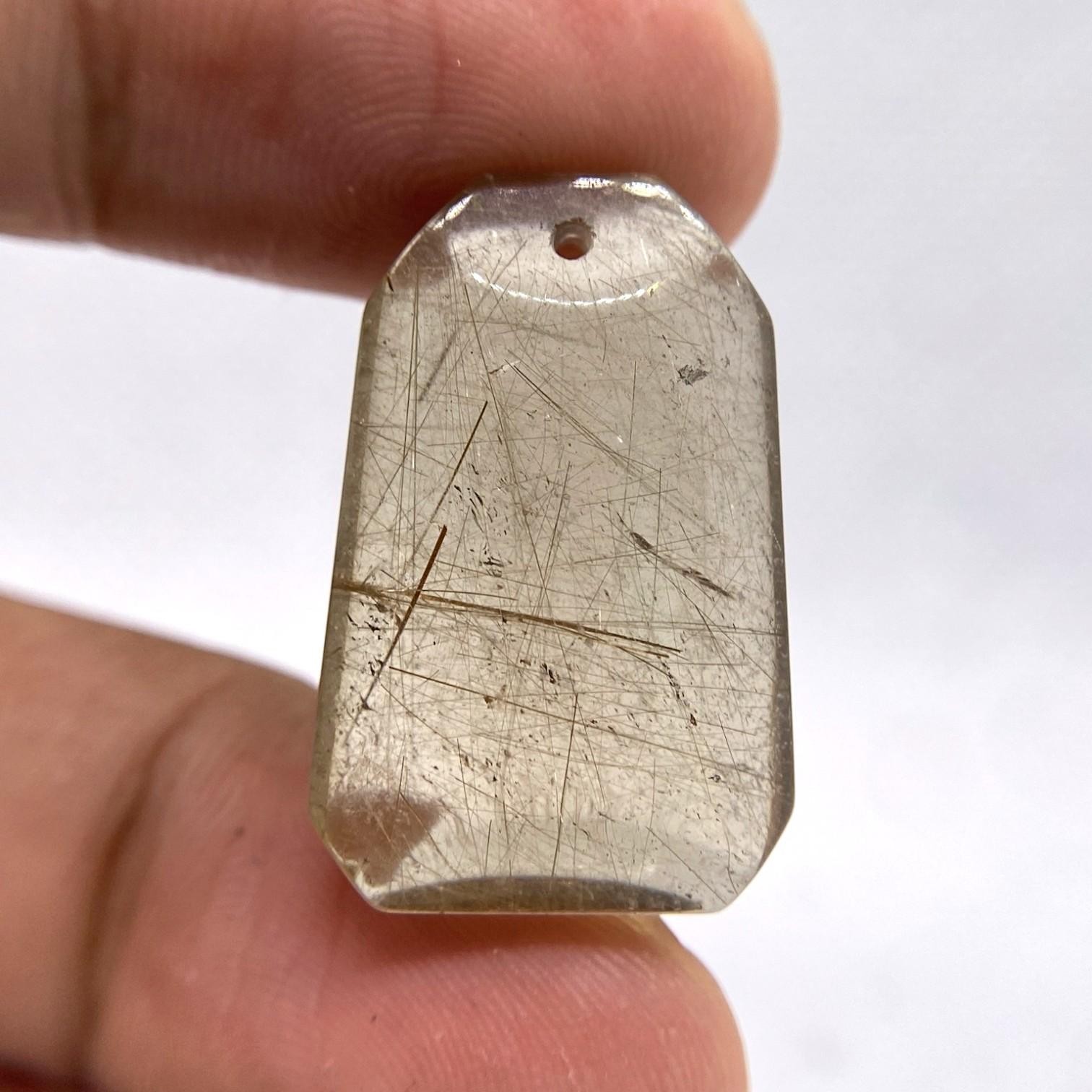 35.15 ct QUARTZ WITH RUTILE NEEDLES – BRAZIL – Natural Untreated Pendant Gem