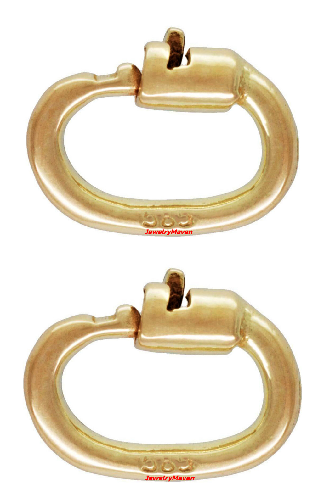 TINY (2) 14k Yellow Gold Link Lock Jump Ring Bail Charm Pendant Clasp 4.5mm OD