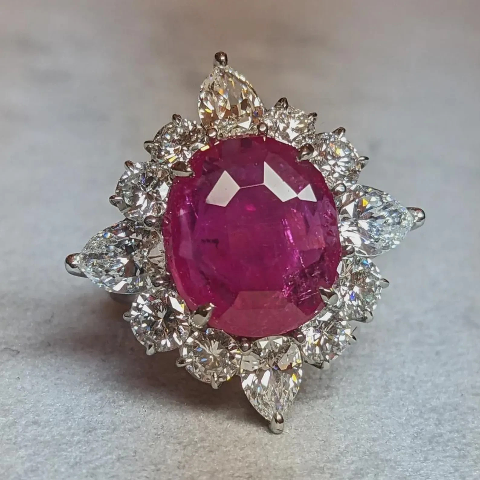 5.00 Ct Cushion Cut Natural Ruby Diamond Engagement Ring 14K Solid White Gold 7