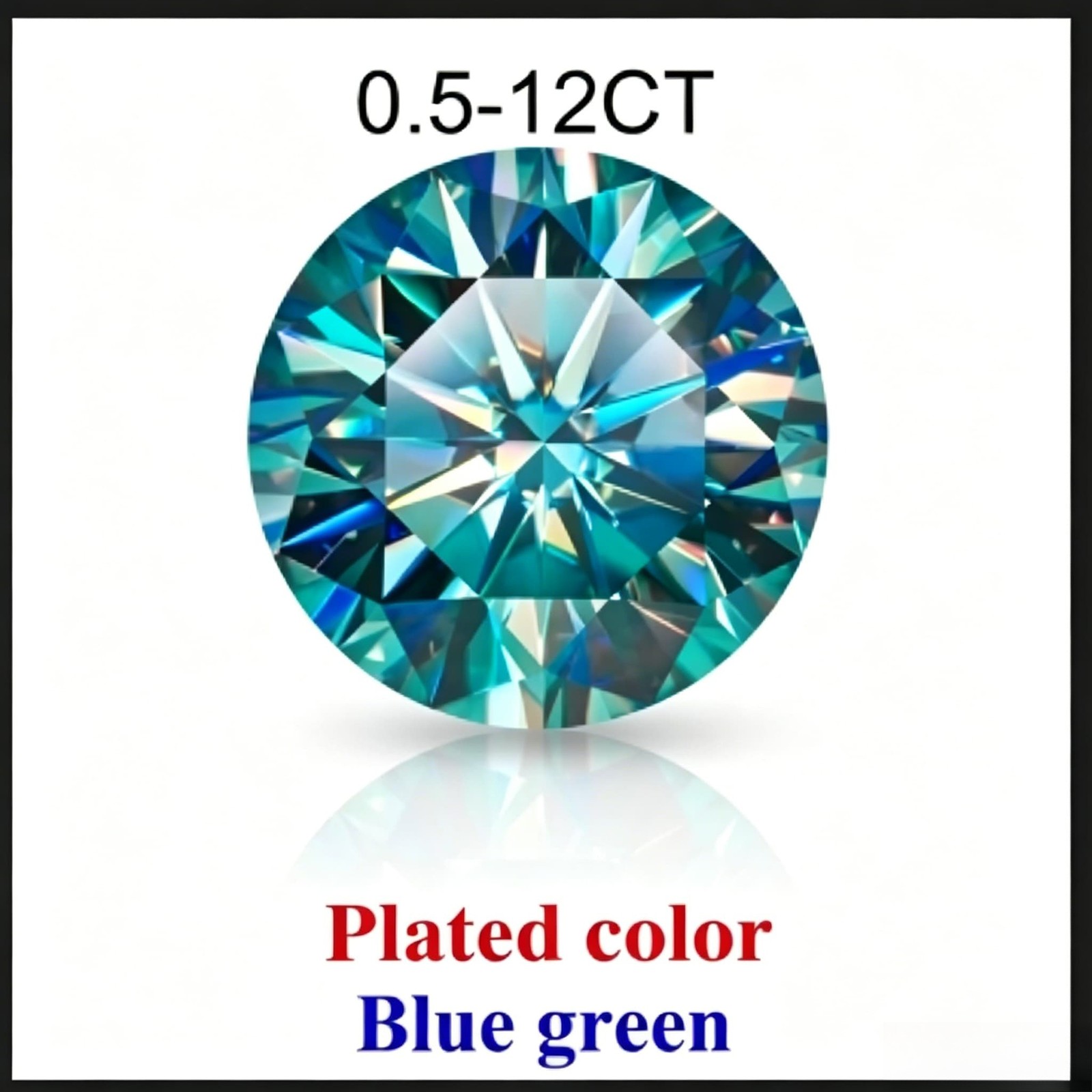 1~12CT VVS1 Blue Green color Round Excellent Cut Moissanite Loose Gemstones &GRA