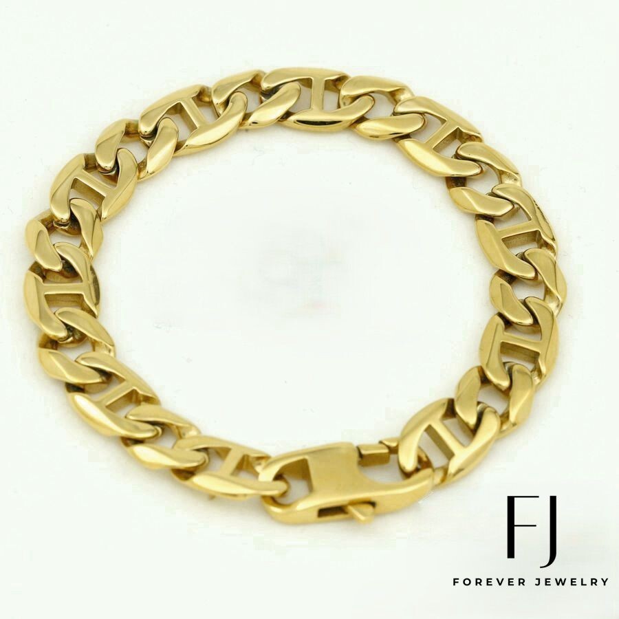 Men’s 8.5″Stainless Steel 11mm Miami Cuban Curb Bracelet Gold plated Box