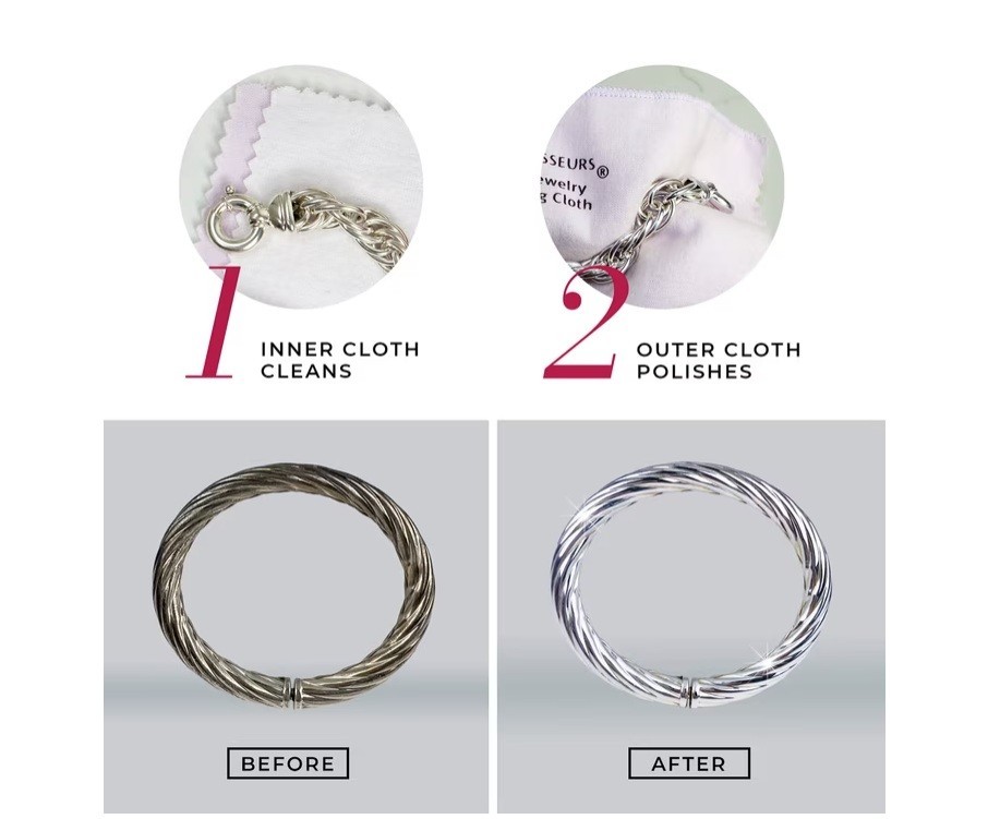 2 PACK Connoisseurs SilverJewelry Polishing Cloth Cleans and Polishes All Silver