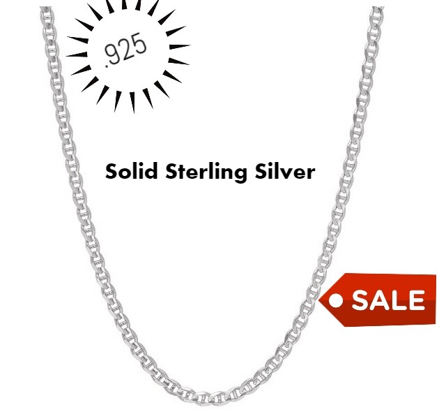 REAL Italian Sterling Silver Mariner Link Chain Necklace