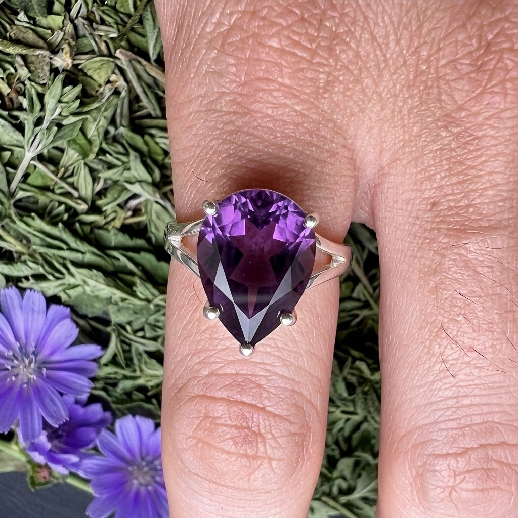 African Amethyst Gemstone Handmade 925 Sterling Silver Jewelry Ring All Size