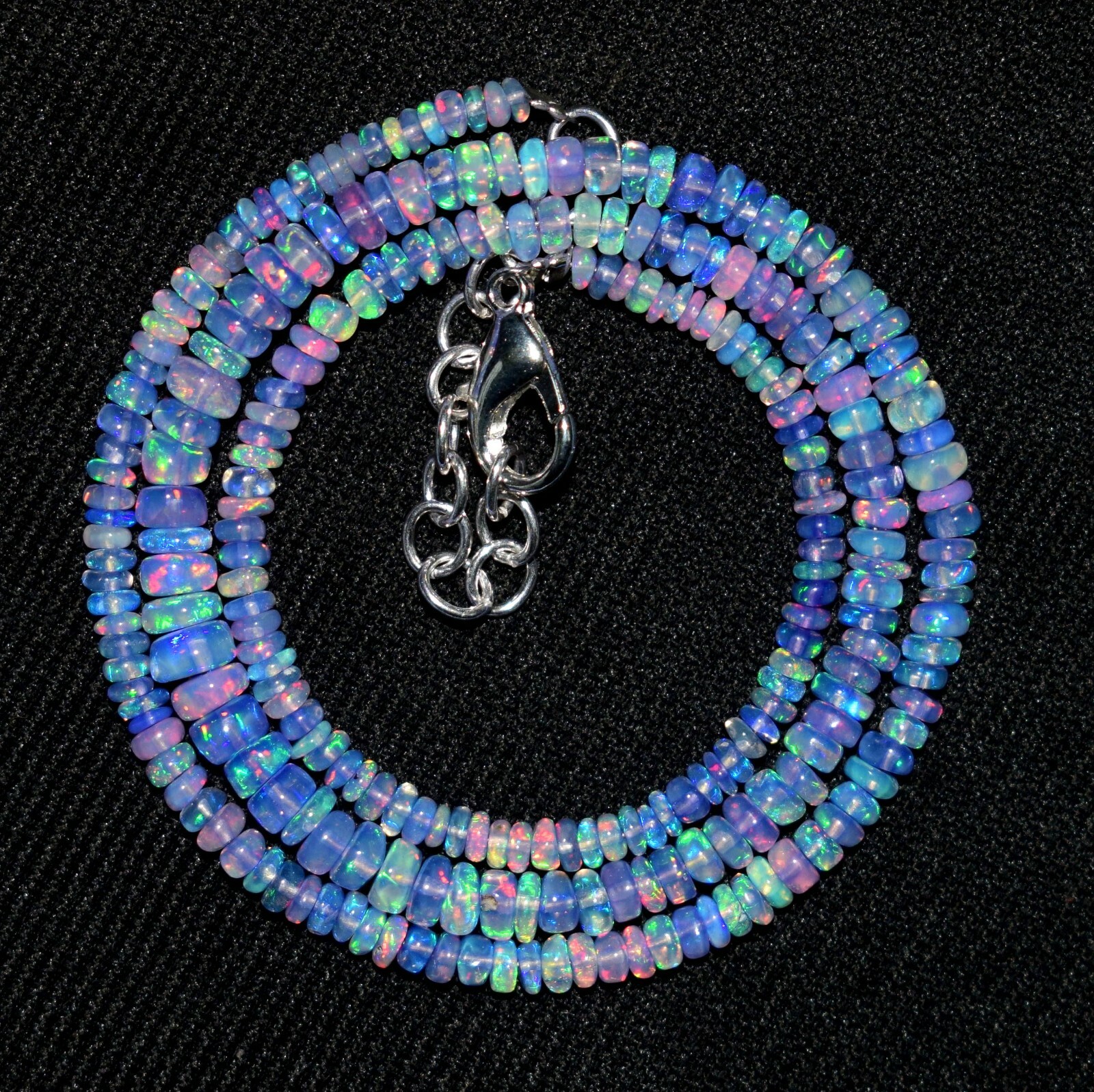 16″Natural Ethiopian Opal Wello Fire Opal Gemstone Bead Necklace Jewelry F0445