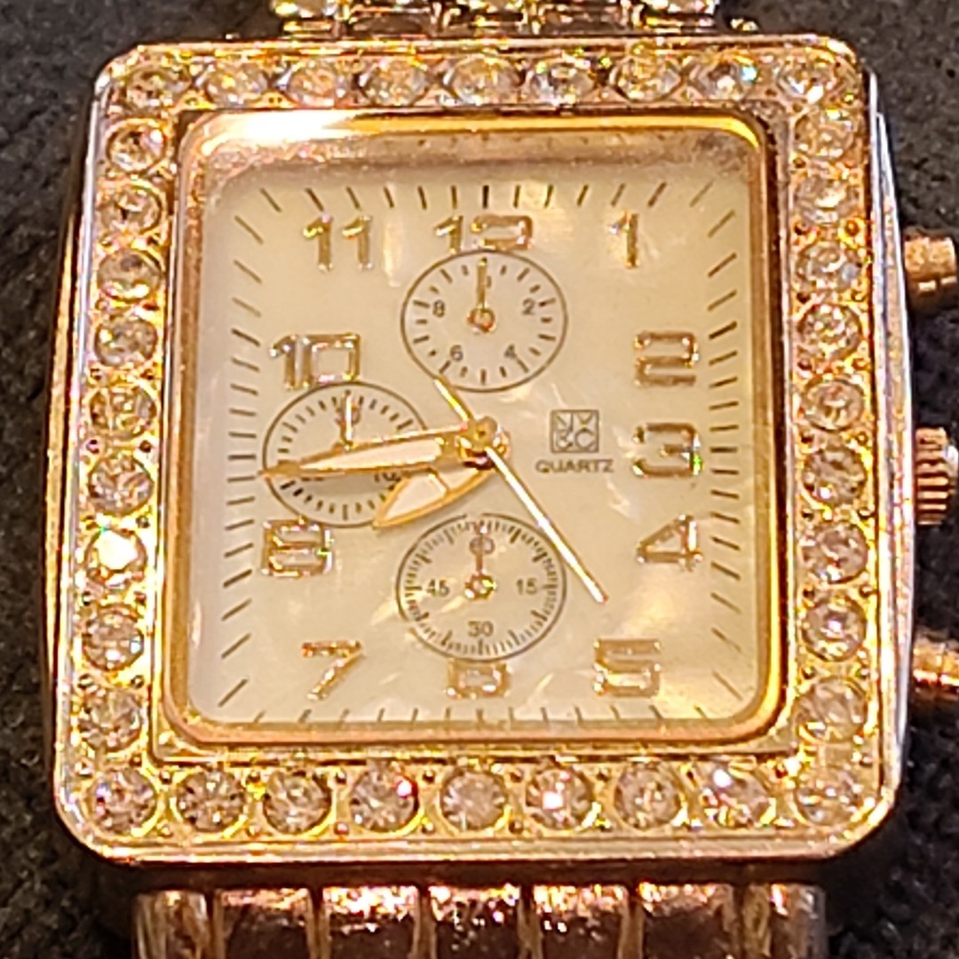 NY&C Quartz Watch Japan Movement Clear Rhinetones Stainless Steel New Battery