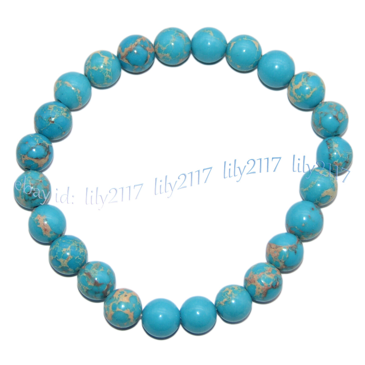 8mm Assorted Multicolor Natural Gemstone Round Beads Elastic Bracelet 7.5”