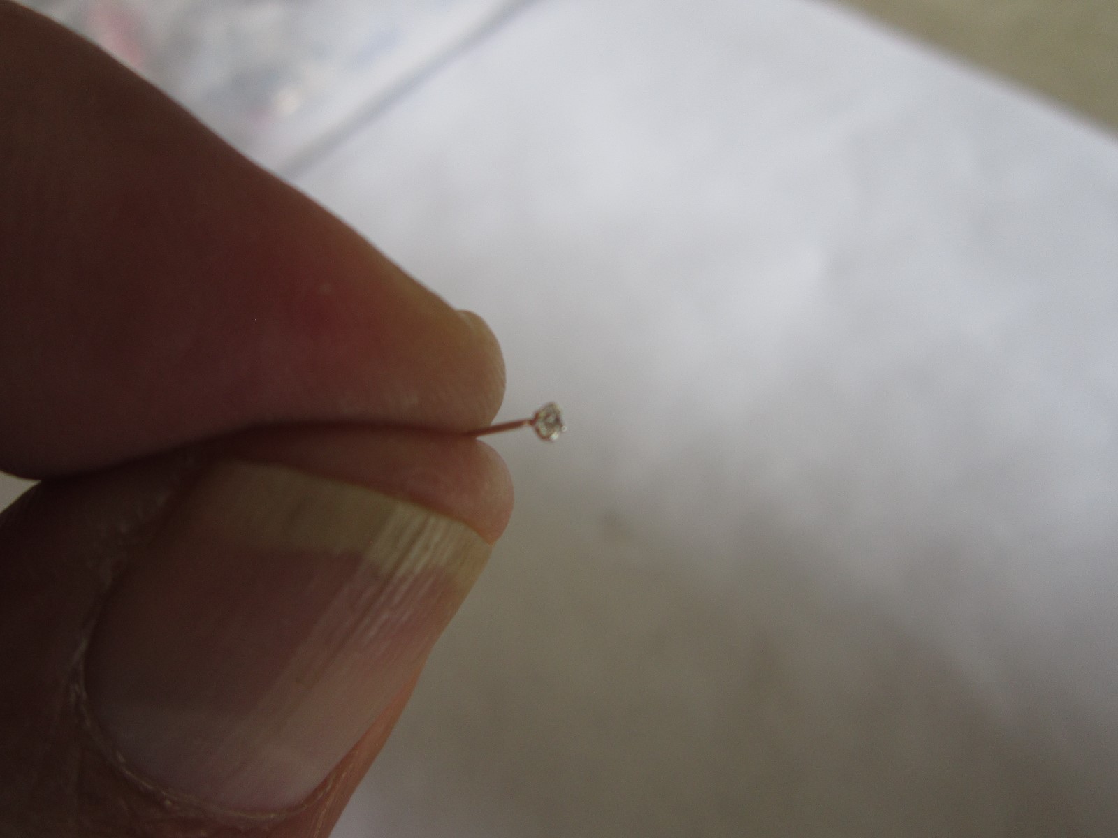 Sterling Silver Nose Stud 1mm CZ 925 silver Ball end round stone 8mm long 24g