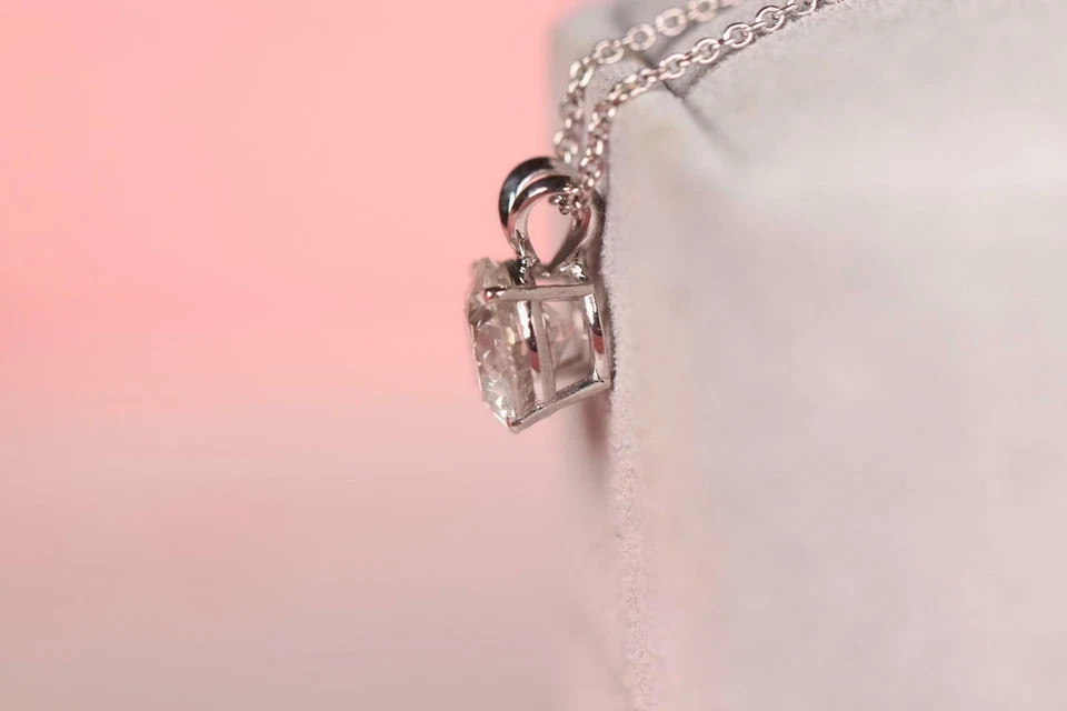 1.50Ct Round Lab Created Diamond Solitaire Pendant Necklace 14K White Gold Over