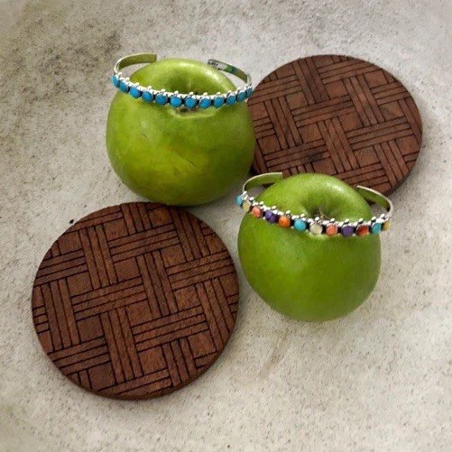BOHO gift set turquoise, multicolored snake eye simple stone dots vintage