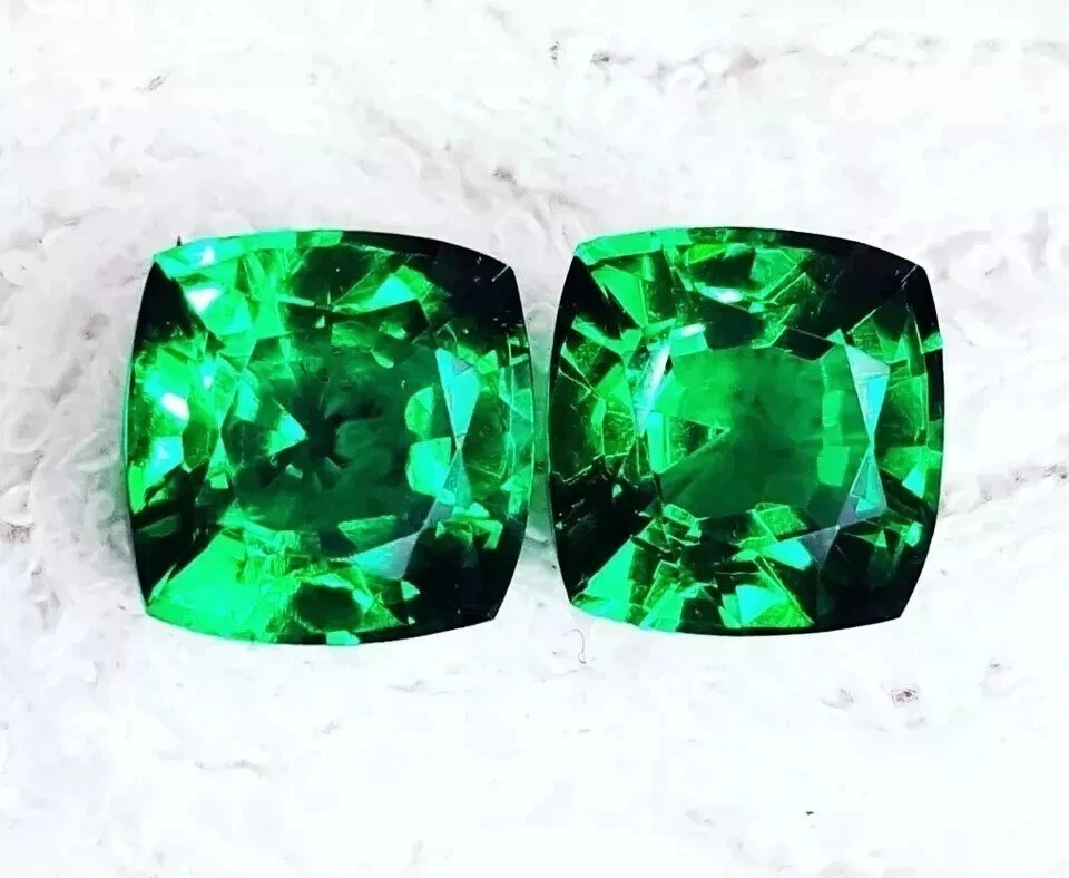 Natural Colombian CERTIFIED Emerald Pair 20-22 Ct Cushion Cut Matching Gemstones