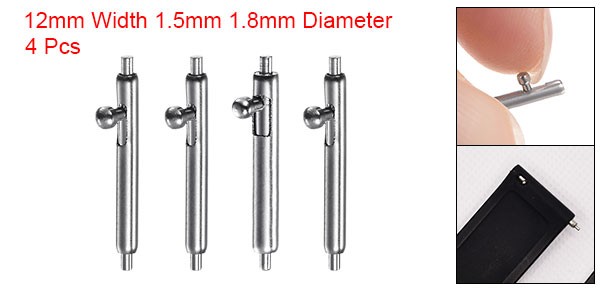 Quick Release Spring Bar 12mm Width 1.5mm 1.8mm Dia Stainless Steel Watch Pins