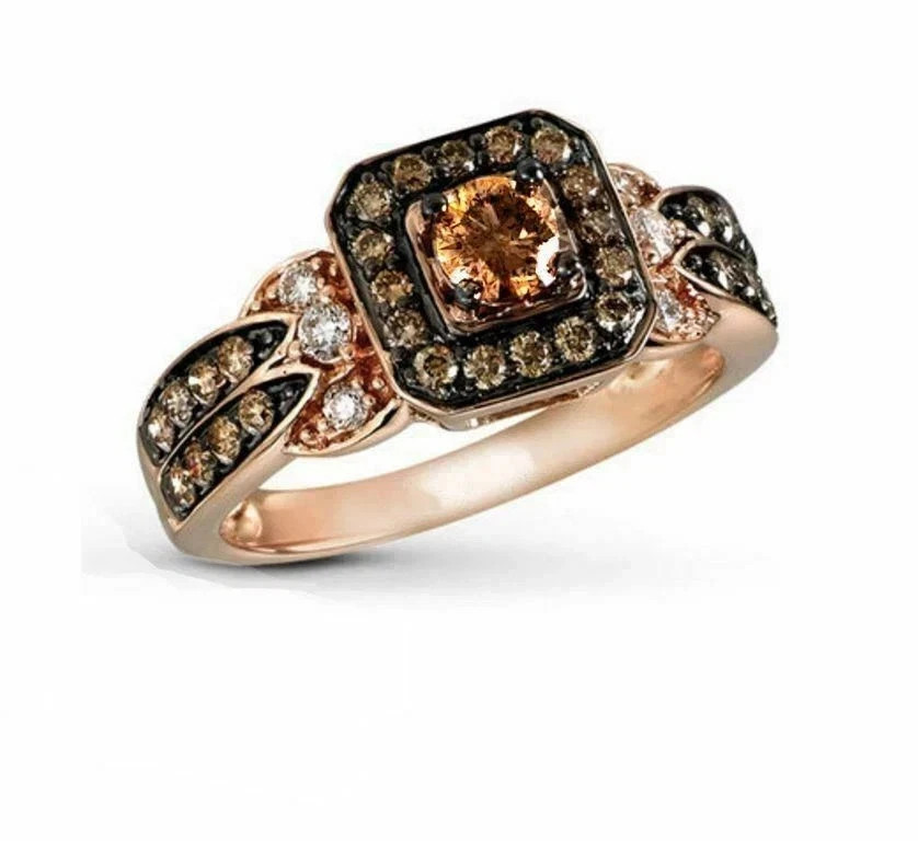 2.00Ct Round Cut Lab-Created Brown Diamond Engagement Ring 14K Rose Gold Plated