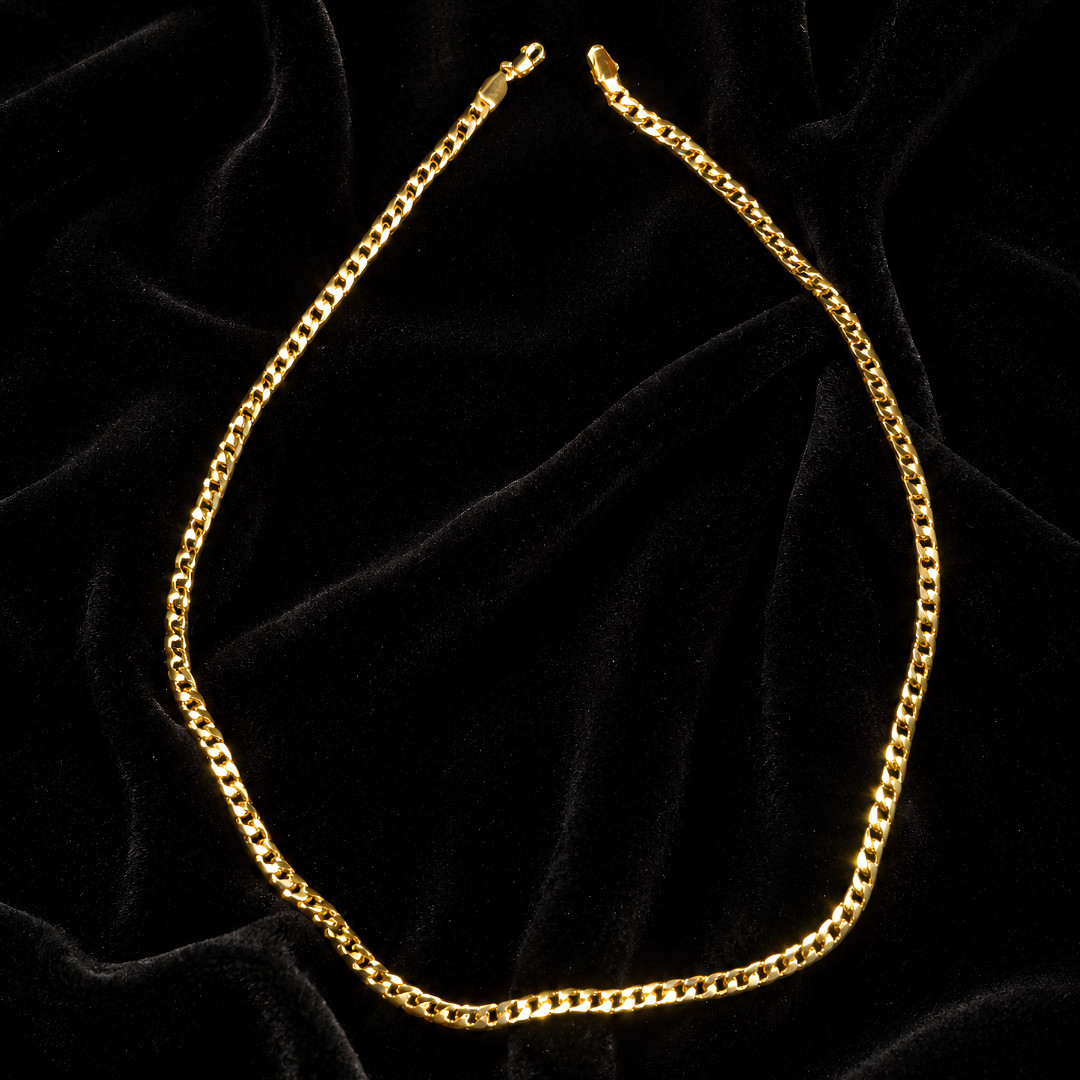 18K Gold Plated 6mm Curb Link Chain Necklace Men Women 16″ 18″ 20″ 22″ 24″ 26″