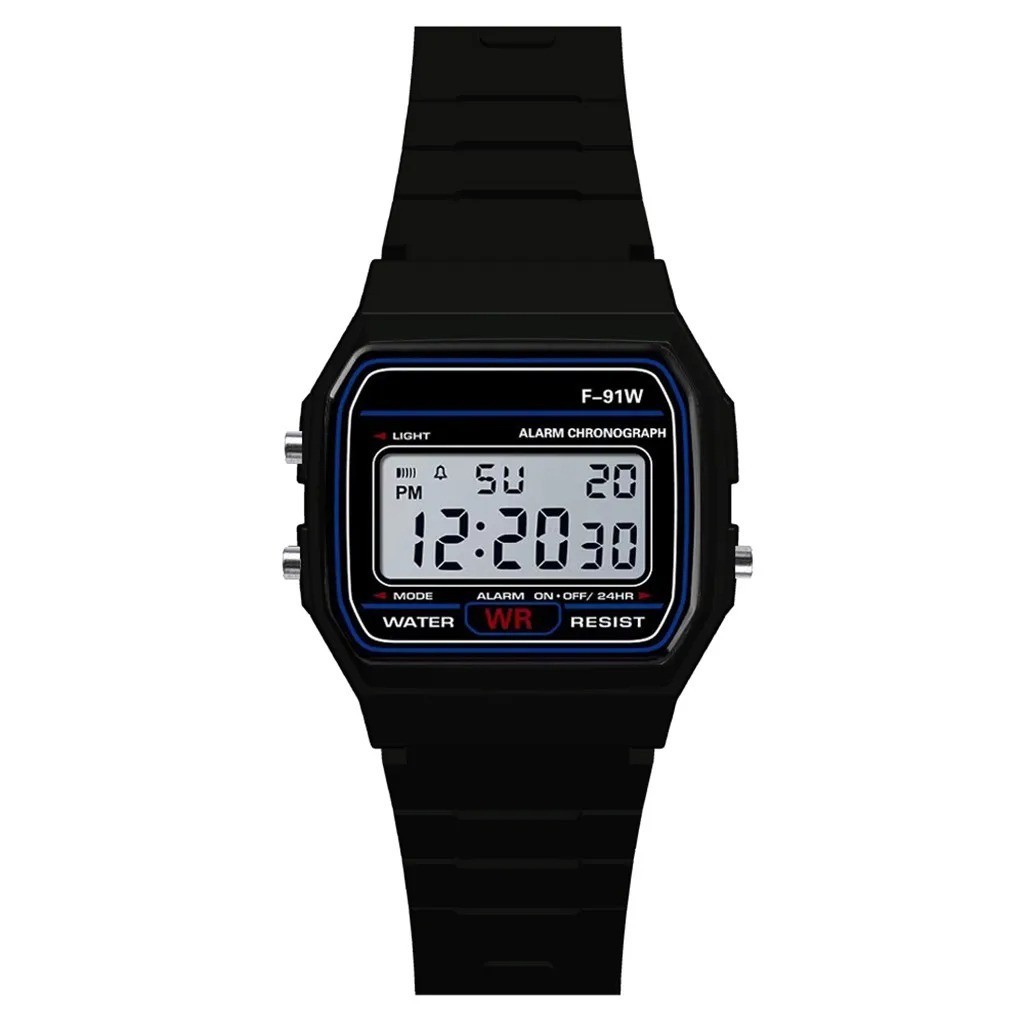 F 91W Classic Digital Resin Strap Watch Stopwatch Chronograph Sport Unisex Men*