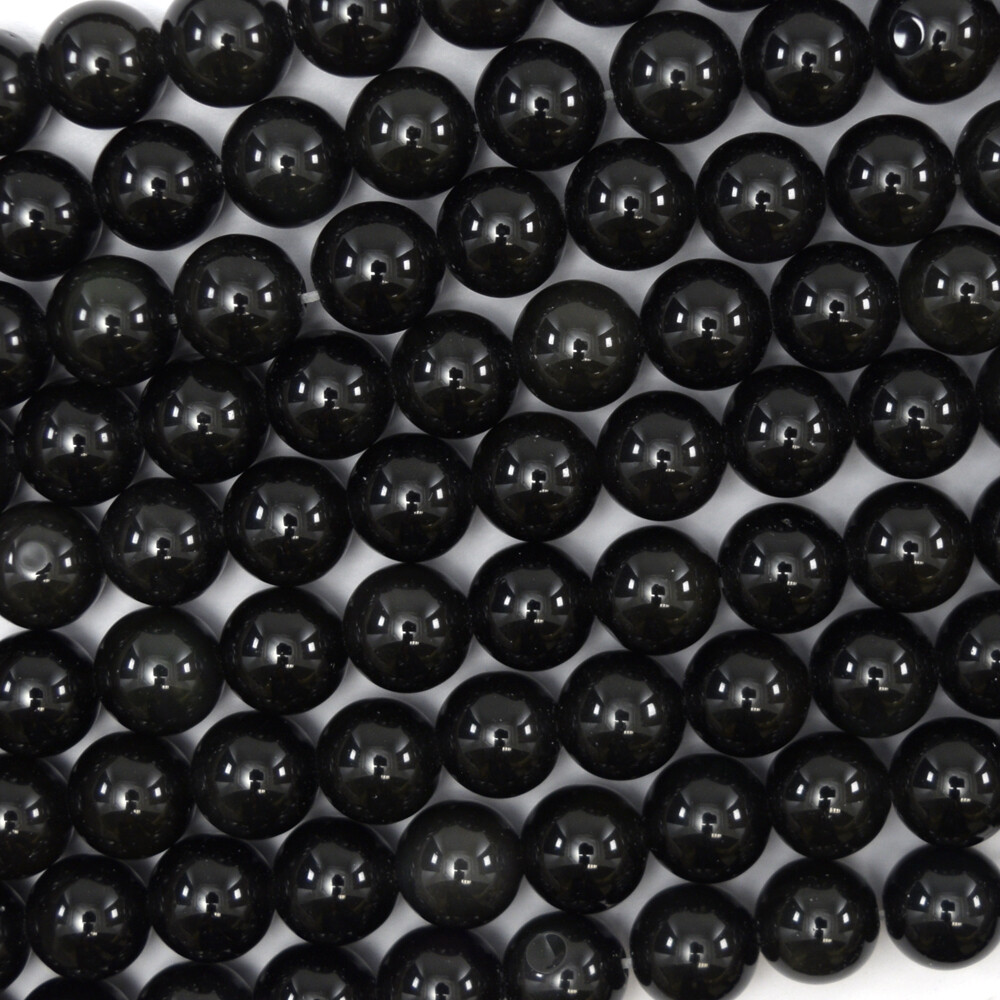 Natural Rainbow Black Obsidian Round Beads 15″ Strand 3mm 4mm 6mm 8mm 10mm 12mm