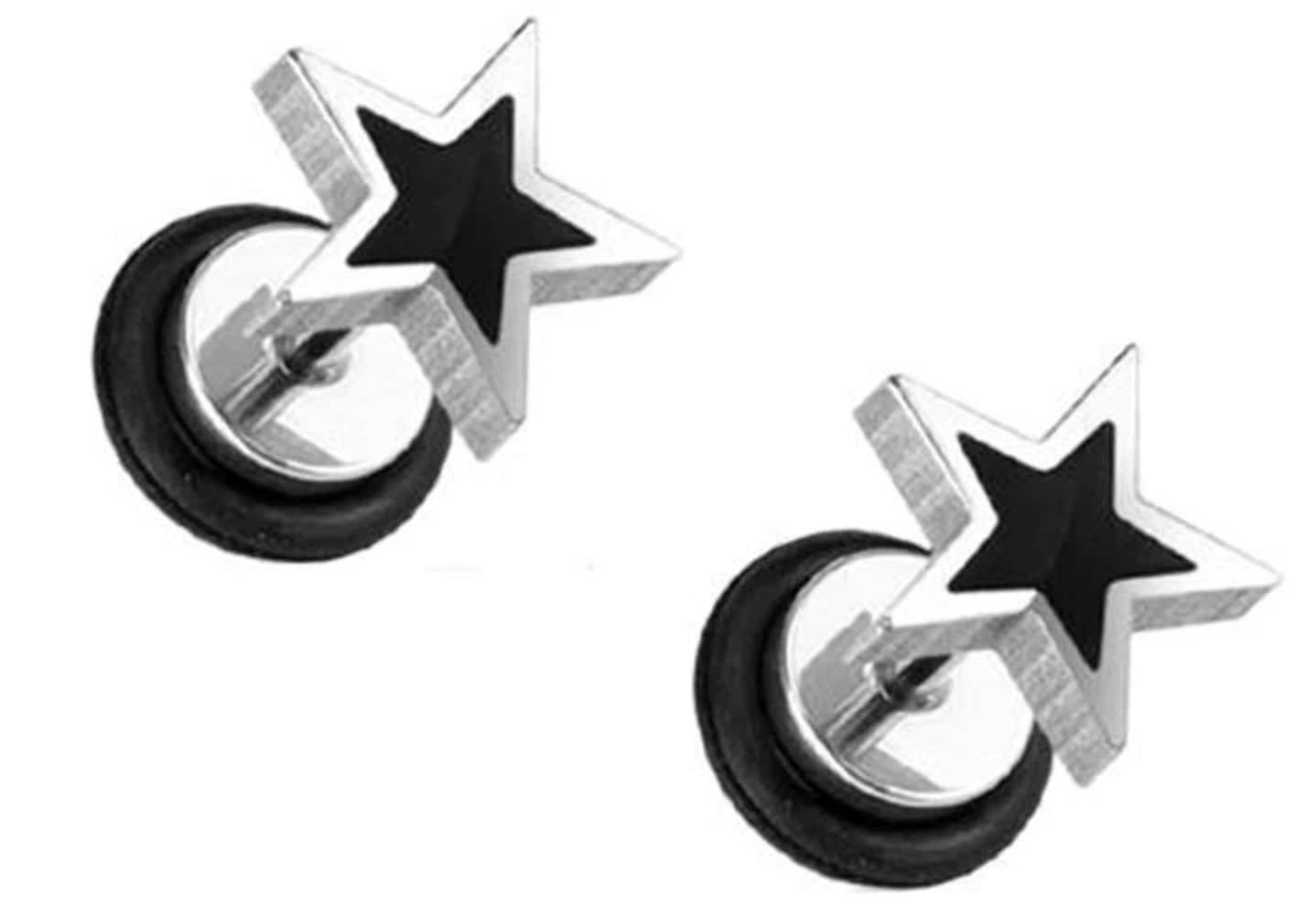 Body Accentz™ Earrings Rings Fake Star Cheater Plug 16 Gauge – Sold as a Pair