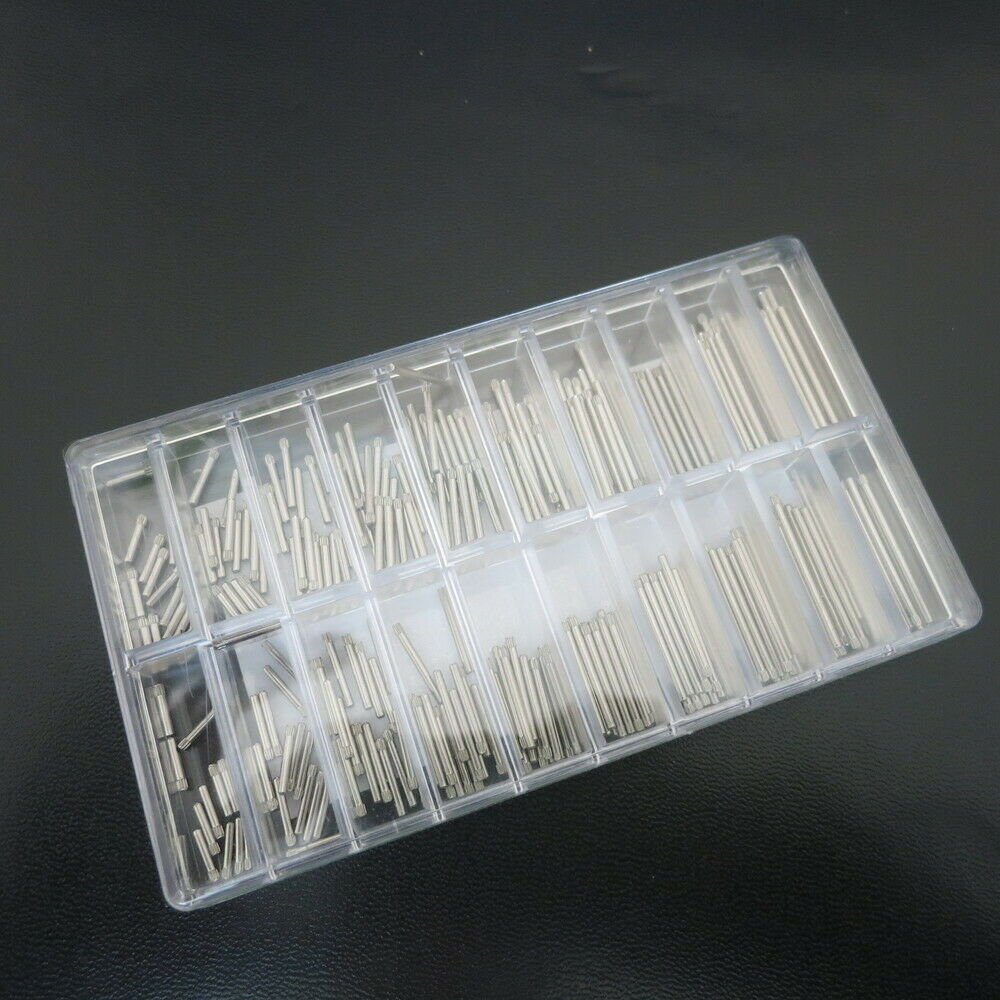 300pcs Watch Band Spring Bar Link Pins Kit 1.3mm 1.4mm Thick Steel Knurled Strap