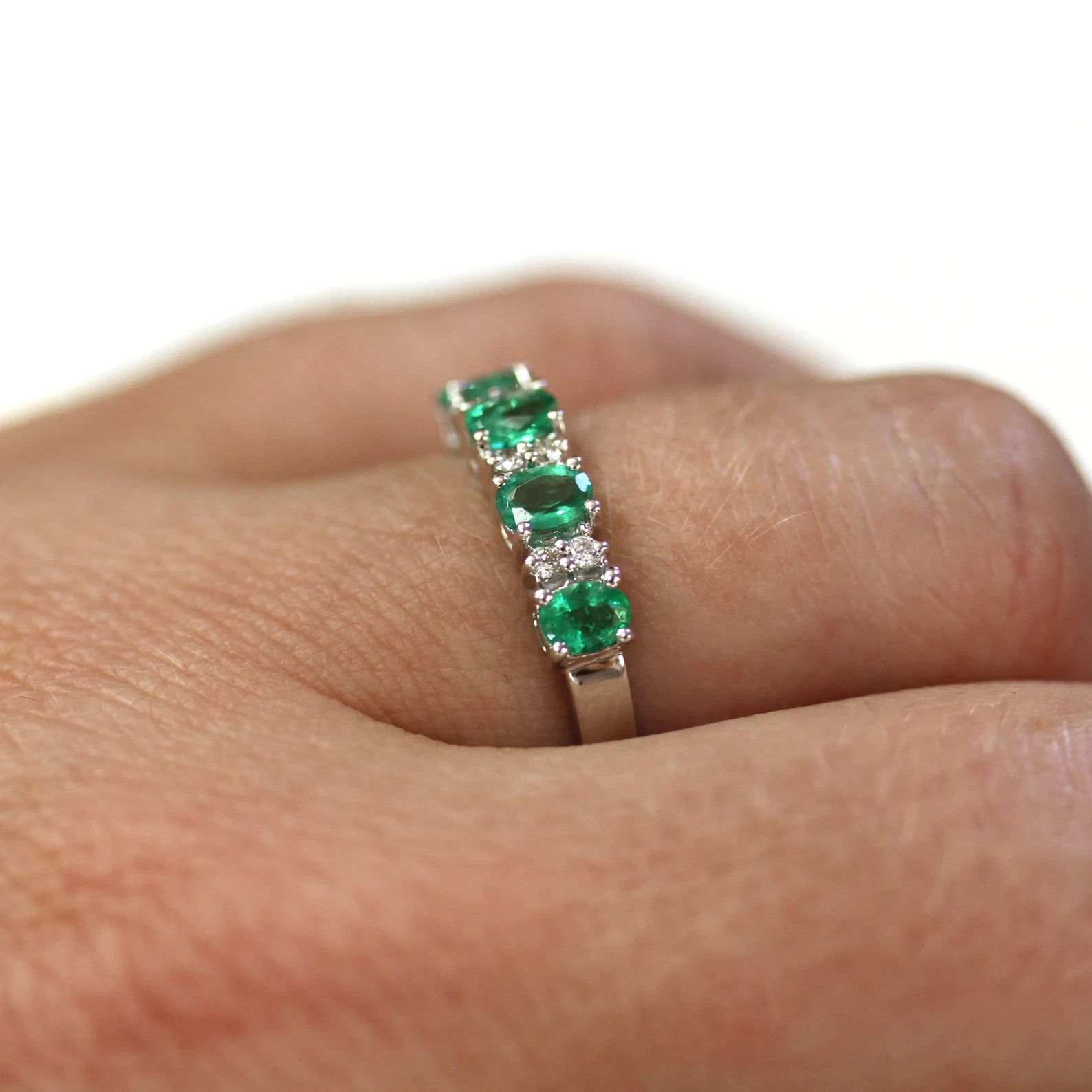2.50 Ct Oval Cut Natural Emerald Diamond Wedding Ring 14K Solid White Gold 6