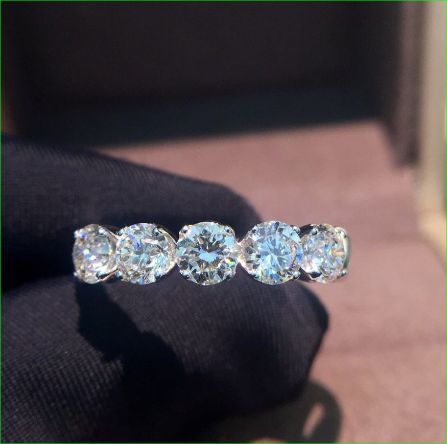 2Ct Lab Created Round Diamond Five-Stone Wedding Band Ring 14K White Gold Finish