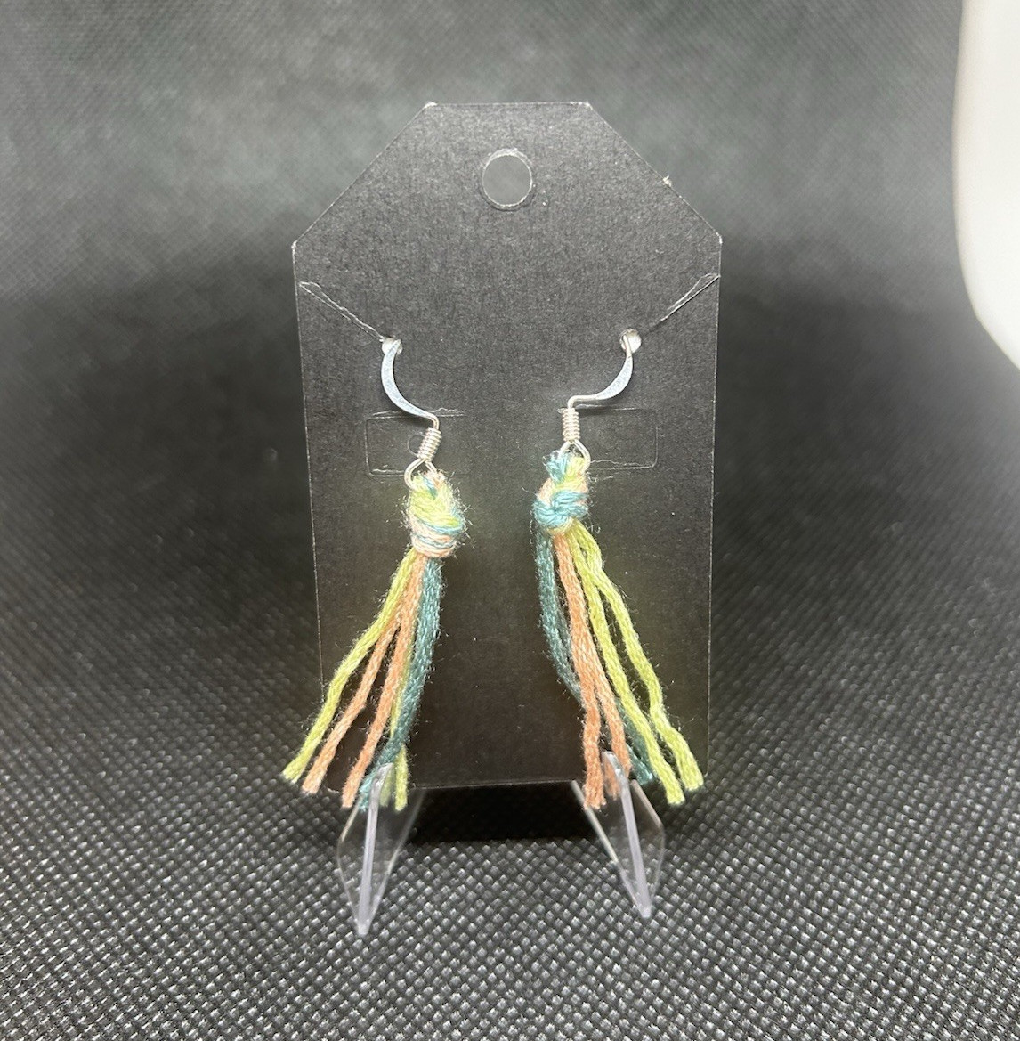 Multicolor Thread Tassel Dangle Drop Earrings Hook Closure No Stone