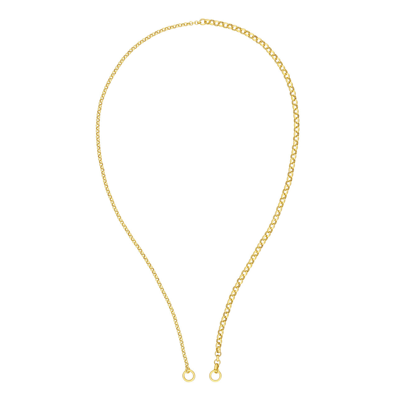Half 3.75mm & Half 2.5mm Rolo Split Chain Real 14K Yellow Gold 18″