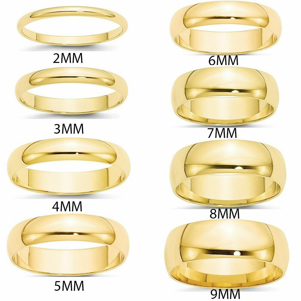 2mm, 3mm, 4mm, 5mm, Yellow Gold Tungsten carbide Shiny Domed Wedding Band ring