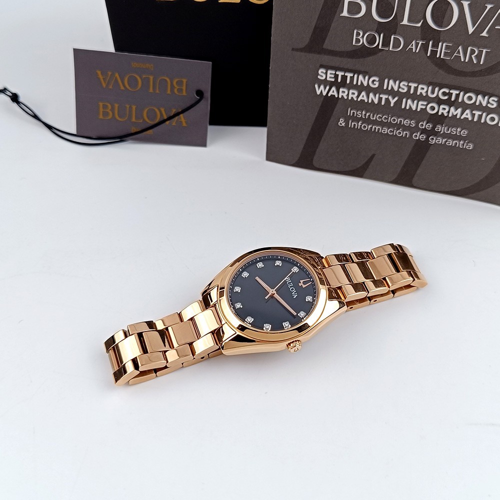 Women’s Bulova Surveyor 97P156 Gray Dial Rose Gold Strap Stainless Quartz Watch