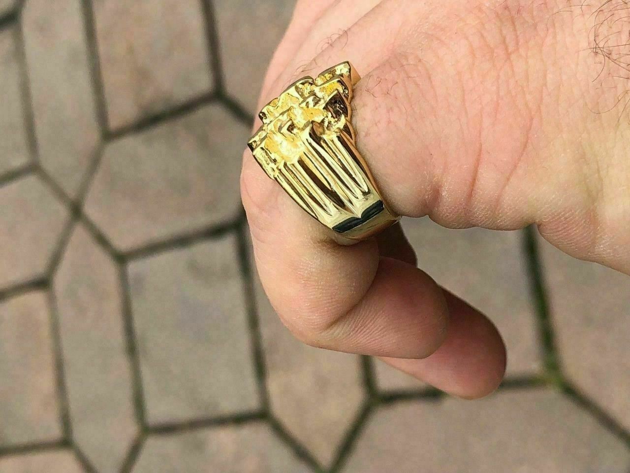 Men’s Solid 10k Yellow Gold Heavy Nugget Ring Size 7 8 9 10 11 12 13 11