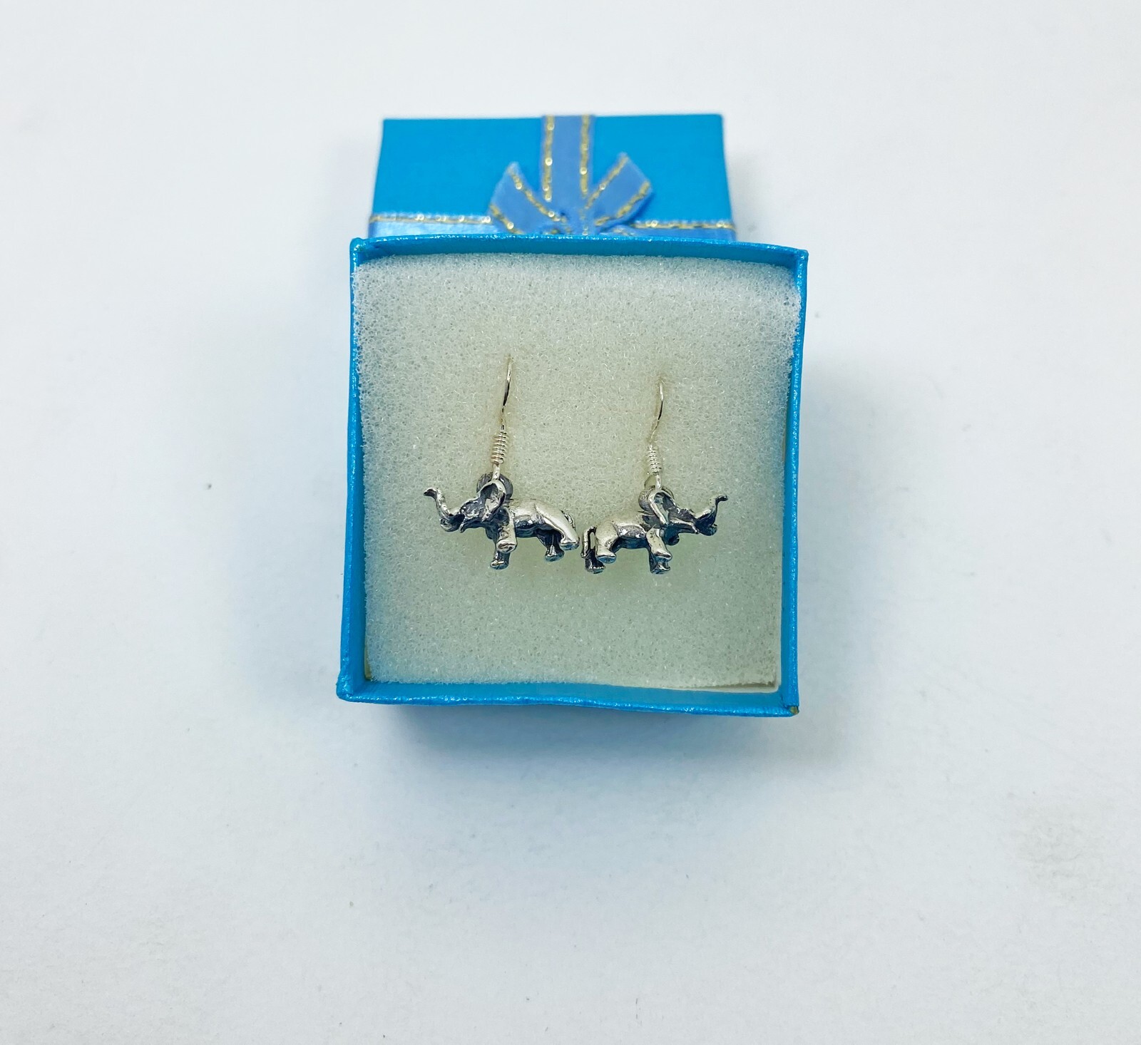 Minimalist Elephant Drop Earrings 925 Sterling Silver, Handmade Safari Jewelry