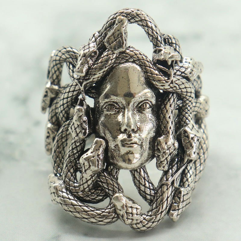 Buy 3 Get 1 Free Medusa Gorgon Head Women Silver Rings Many Size