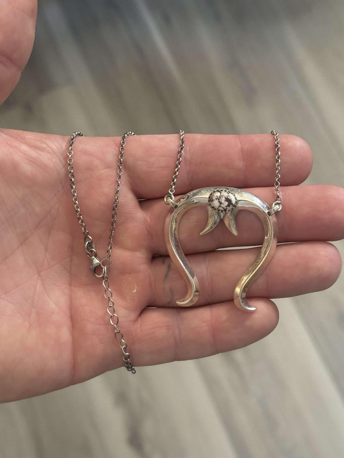 STERLING SILVER NATIVE AMERICAN SW WILD HORSE SOLID CAST NAJA NECKLACE ADJ .925