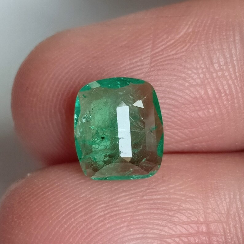 Certified Vivid Green Emerald Cushion Cut Earth Mined Loose Gemstone 1.84 Ct
