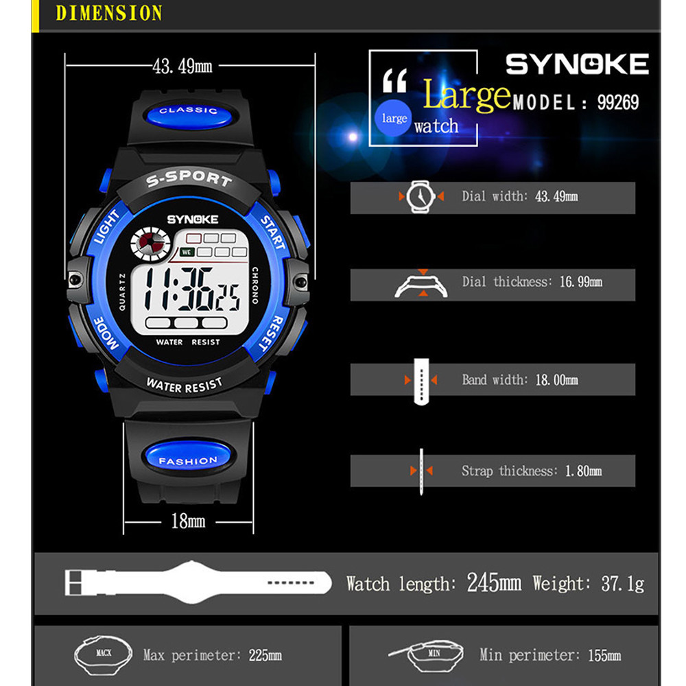 Kids Digital Electronic Watch Waterproof Children Boys Girls Sports LED Watches